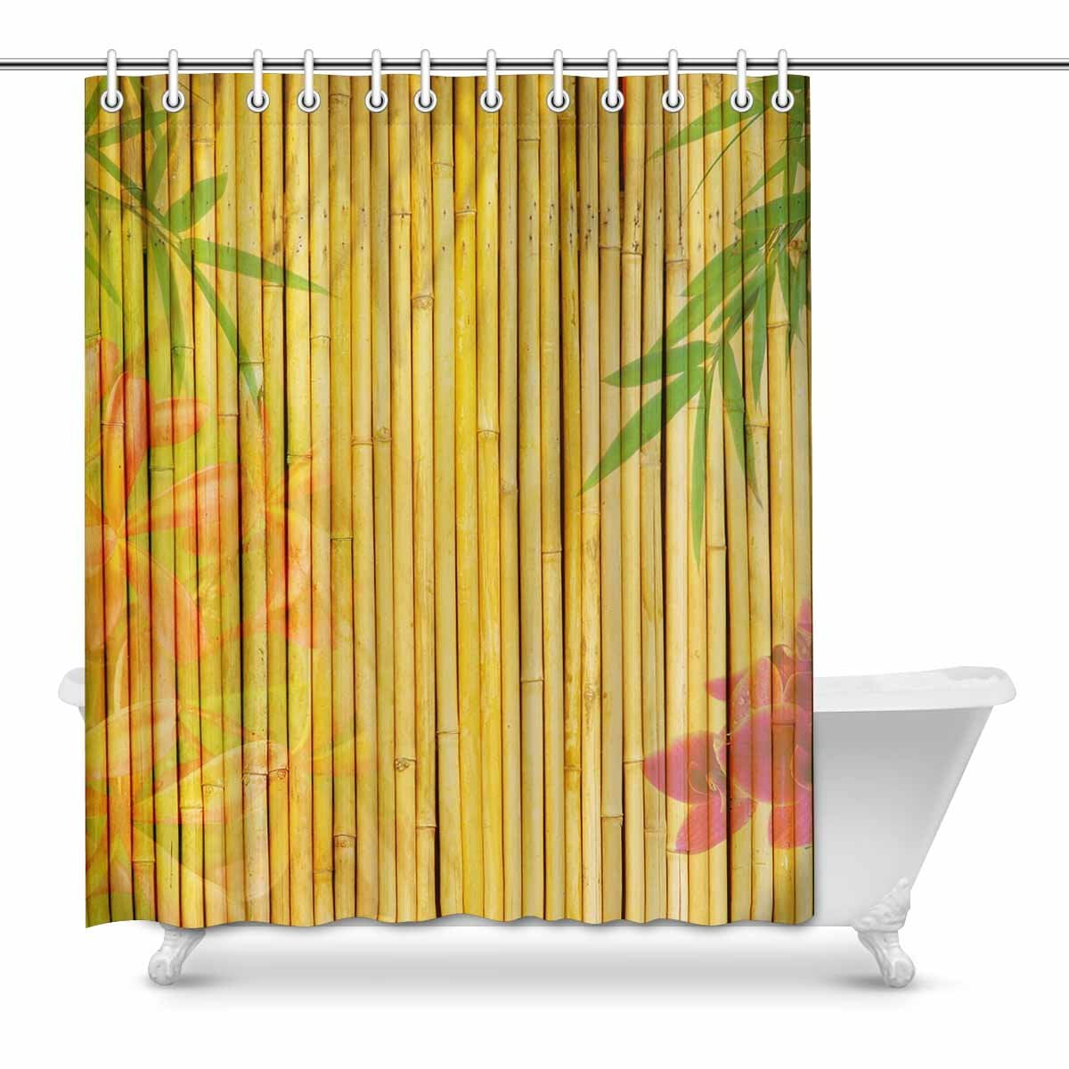 MKHERT Light Golden Bamboo with Bamboo Leaves and Flowers Decor