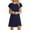 Navy Short Sleeve Round-Neck Dress for Women, variant on SMihono Fashion Womens Slip Dress A-line Dress Crew Neck Boho Dresses Knee-Length Pleating Mini Cute Pocket Holiday Vacation Beach Short Sleeve Solid Prom Party Dress Trendy 2024 Army Green XL