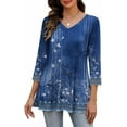 thumbnail image 3 of Weardear Womens V Neck 3/4 Sleeve Dressy Blouses Casual Loose Fit Tunic Tops Boho Business Blouses, 3 of 7