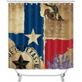 thumbnail image 6 of 4PCS Western Shower Curtain Set, Rodeo Cowboy Boots Hat Horseshoe Barn Texas Star Wild West Country Rustic Farmhouse Bathroom Decor, Waterproof Fabric Shower Curtain, Non-slip Bath Mat, 6 of 7