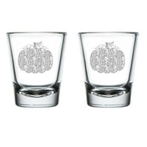 Set of 2 Shot Glasses 1.75oz Shot Glass Gift Swirly Pumpkin