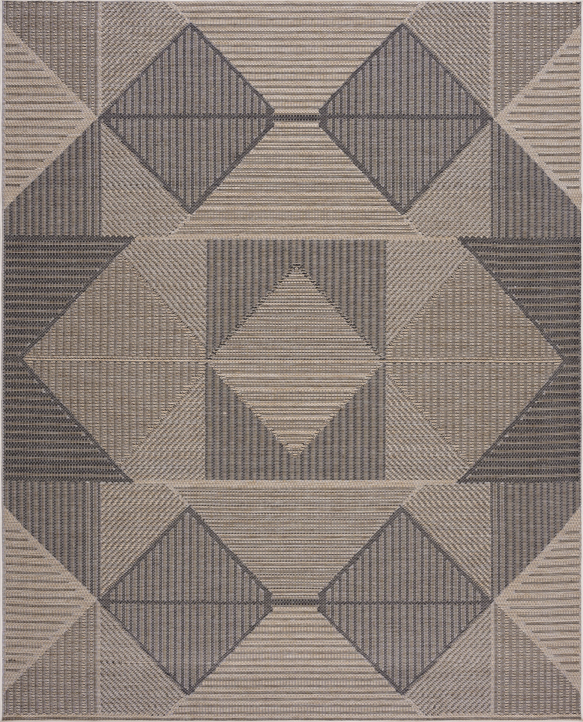 Bliss Rugs Bailey Transitional 8' x 10' Black and Natural Indoor Outdoor Area Rug