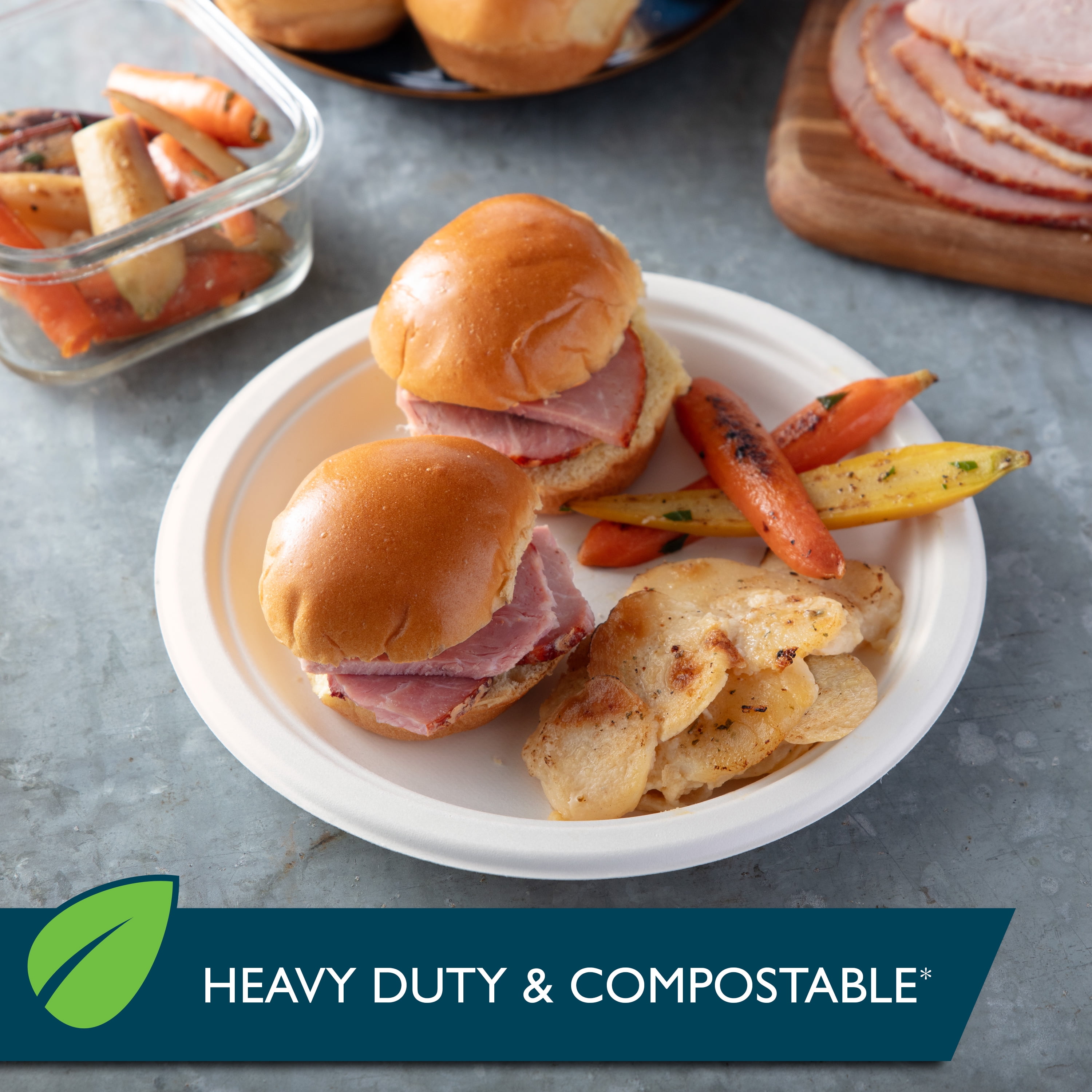 Hefty EcoSave Compostable Compartment Trays, 12 ct - Baker's