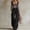 Black, variant on Women's Boho Faux Suede Cross Back Straps Wide Leg Pants – Vintage Side Pockets Fringed Cargo Overalls Brown，S