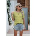 thumbnail image 3 of Womens Fashion Tops Cute Puff Sleeve Blouses for Women Dressy Casual Spring Summer Clothes Outfits for 2025 Green M, 3 of 8