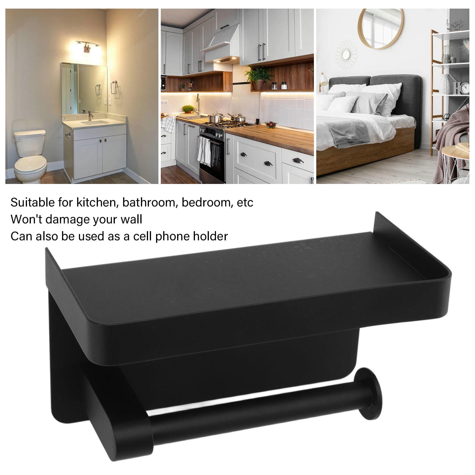BIMZUC Stainless Steel Minimalist Wall‑Mounted Toilet Paper Holder with Shelf – Waterproof, Tool‑Free Installation, Multi‑Room Use
