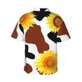 thumbnail image 3 of Easygdp Cow Print Sunflower Men's Hawaiian Shirts Print Lapel Short Sleeve for Beach, vacation, party, casual occasions - XX-Large, 3 of 9