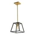 thumbnail image 3 of JONATHAN Y Girard 9.25" 1-Light Farmhouse Industrial Iron LED Pendant, Black/Brass Gold, 3 of 12