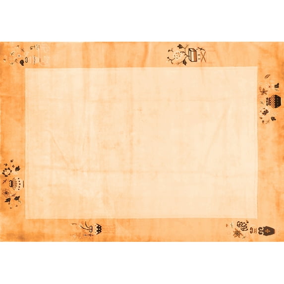 Ahgly Company Indoor Rectangle Solid Orange Modern Area Rugs, 2' x 5'