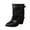 Black, variant on Fold Over Boots for Women Pointed Toe Block Heel Wide Calf Buckle Shark Boots Casual Trendy Slouchy Shoes