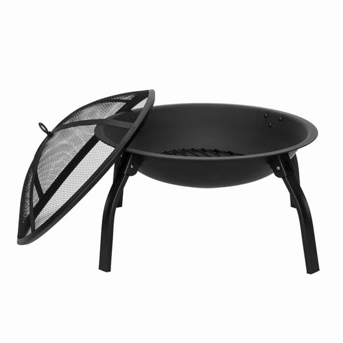 ATR ART to REAL 22" Folding Standing Iron Fire Pit, Wood Burning Fireplace for Backyard Poolside, Black