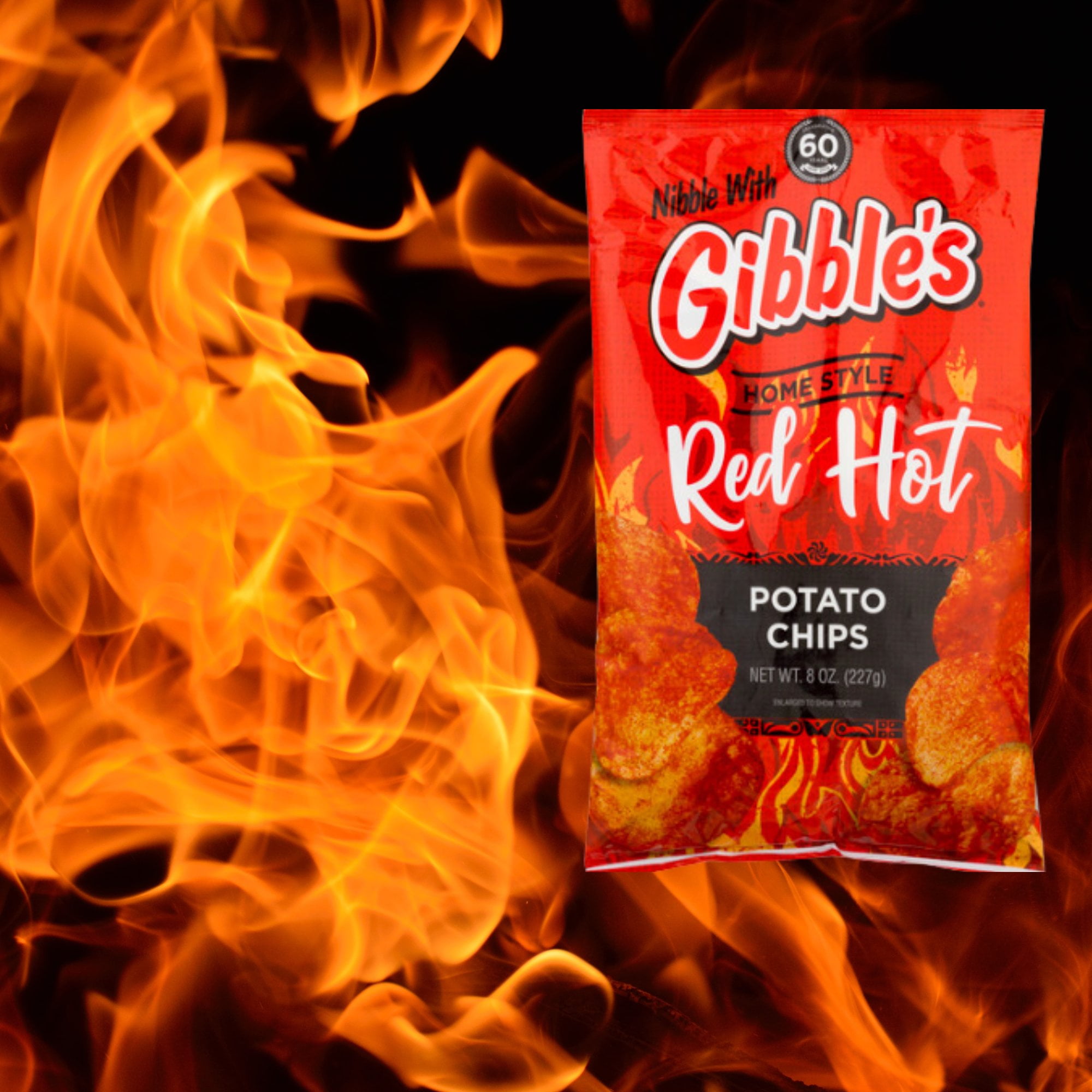 Gibble's Home Style Red Hot Potato Chips, 8 oz bag - QTY 4
