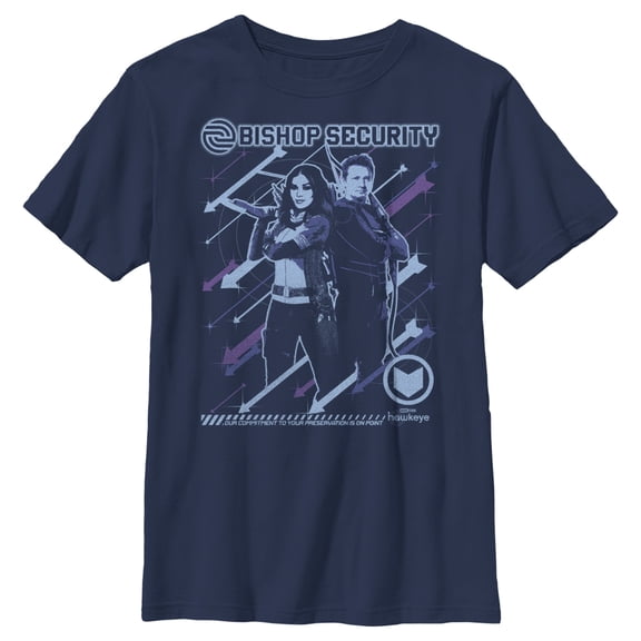 Boy's Marvel Hawkeye Kate Bishop Security Graphic Tee Navy Blue X Large