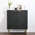 thumbnail image 4 of Modern Storage Solution Sideboard Buffet Cabinet – 2 Embossed design Doors, Spacious Shelves, Versatile for Dining Room, Kitchen, Entryway, or Living Room – Accent Furniture, Color: Black, 4 of 8