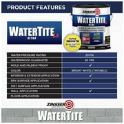 Bright White, Zinsser WaterTite-LX Ultra Matte Mold and Mildew-Proof Waterproofing Paint, 3 Gallon, 1 Pack