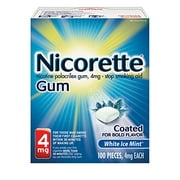 Angle View: 4 Pack - Nicorette Gum Nicotine Gum White Ice Mint, 4 mg, 100 Count Each