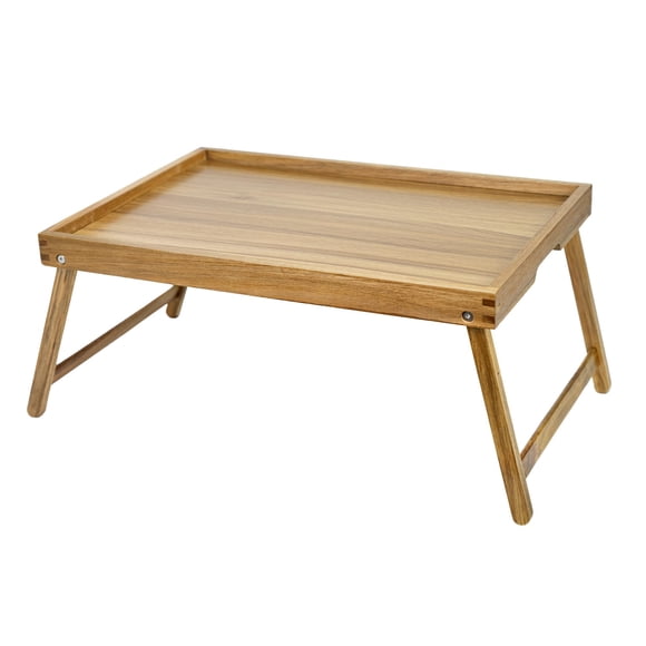 Bandeja de cama VaeFae de madera de acacia con patas plegables