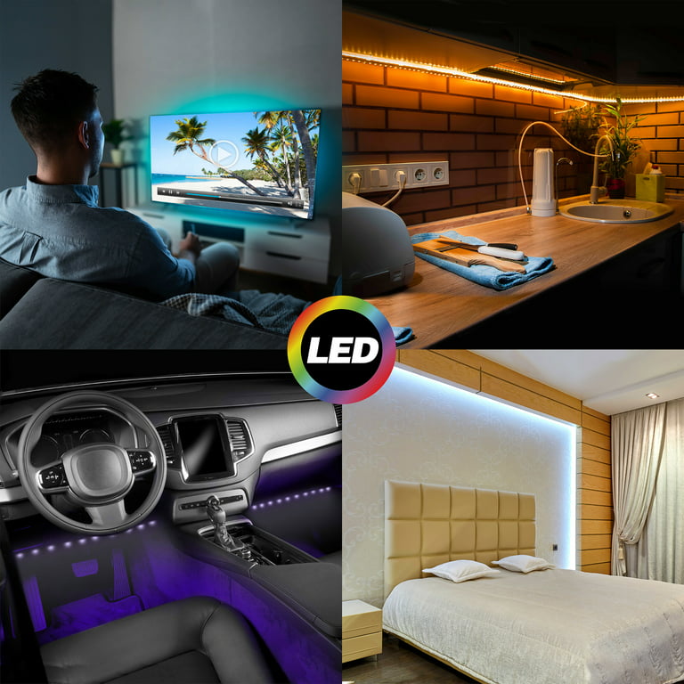 Auraled Music Tv Strip - 6.5' Trimmable Adhesive Led Strip Lights With  Music/Sound Conversion, Remote Control, And Customizable Colors And Modes -  Walmart.Com