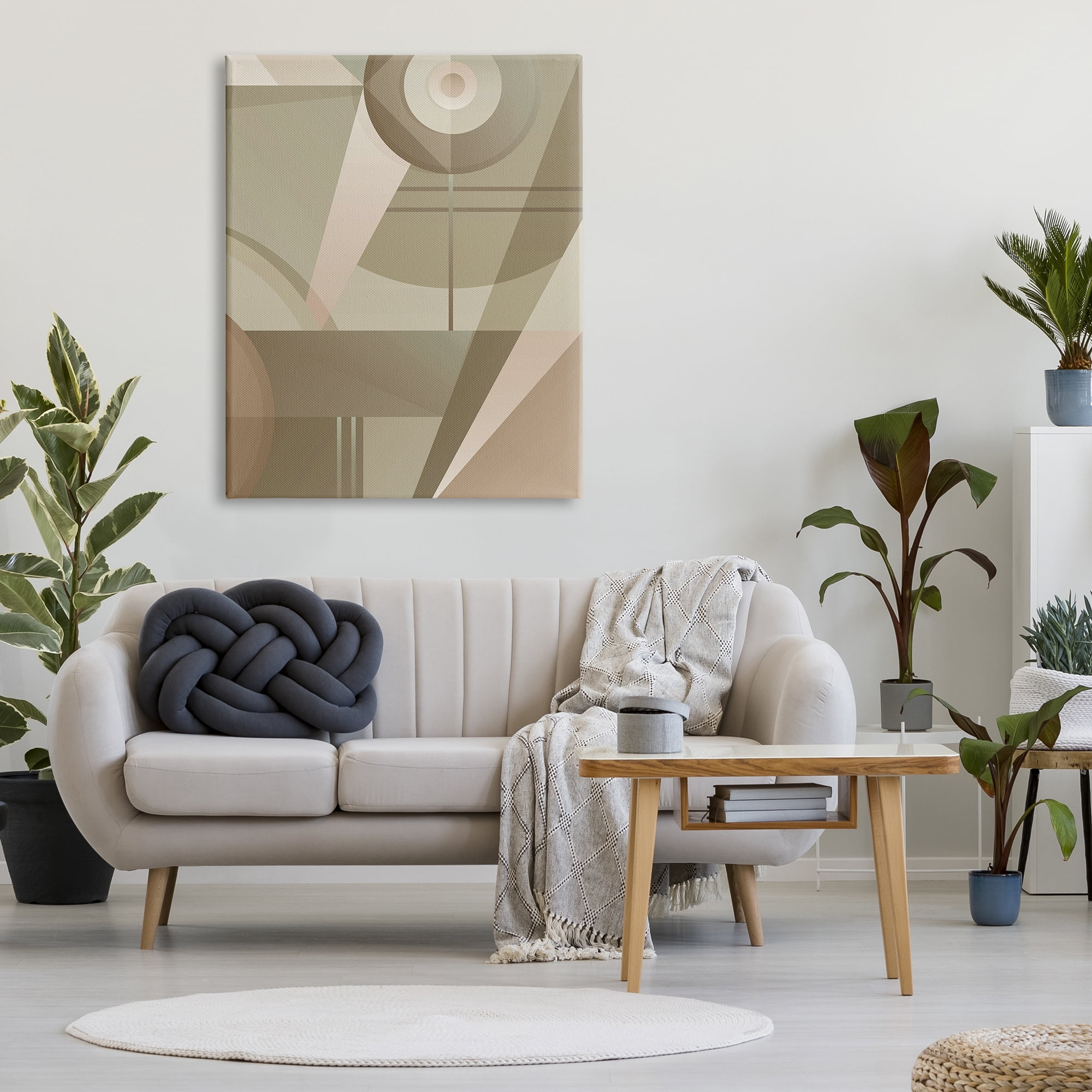 Stupell Industries Tan Geometric Abstract Abstract Painting Gallery Wrapped Canvas Art Print Wall Art, 36 x 48