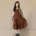 thumbnail image 6 of Coerni Girls Corduroy Elegant Dress Teen A Line Long Sleeve Vintage Princess Dress Spring Casual Solid Color Clothes Party Outfit, 6 of 8