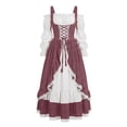 thumbnail image 6 of Smsaxvxz Halloween Costumes for Women Fashion Medieval Renaissance Costume Maxi Dress Pink S, 6 of 7