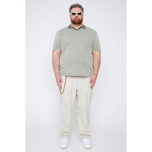 THICKEMS Men’s Twill Chino Pleated Pants