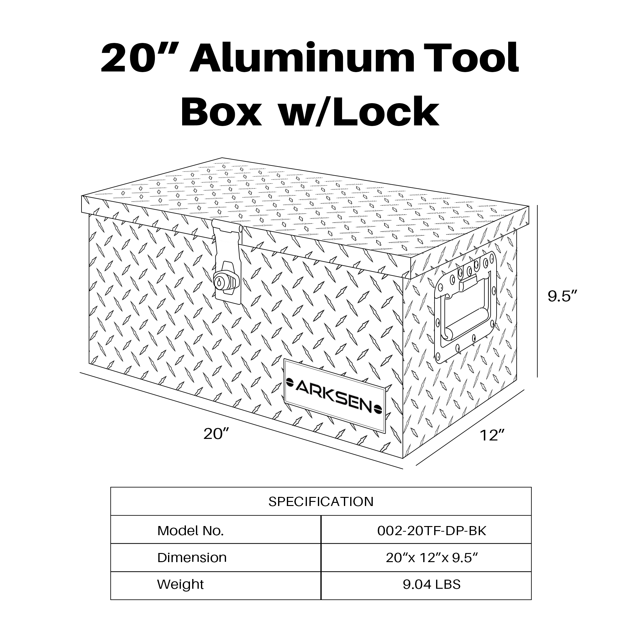Buy ARKSEN 20 Aluminum Diamond Plate Tool Box Chest Box Pick Up Truck