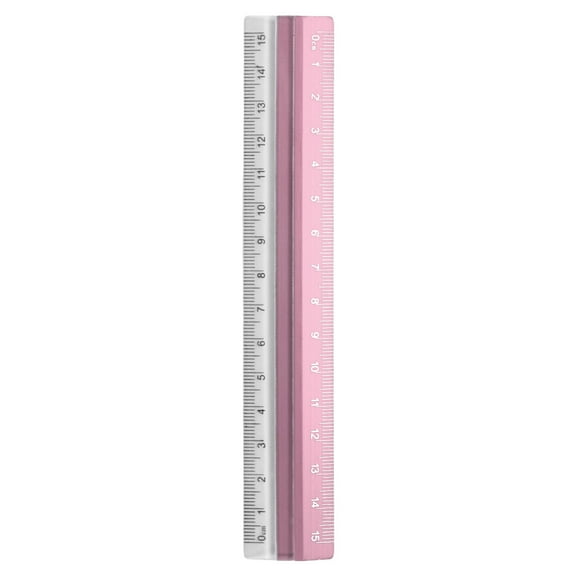 Uxcell Straight Ruler 15cm Metric Plastic Aluminum Alloy Protractor Ruler Geometric Measure Tool for Architect Artist Office, Pink