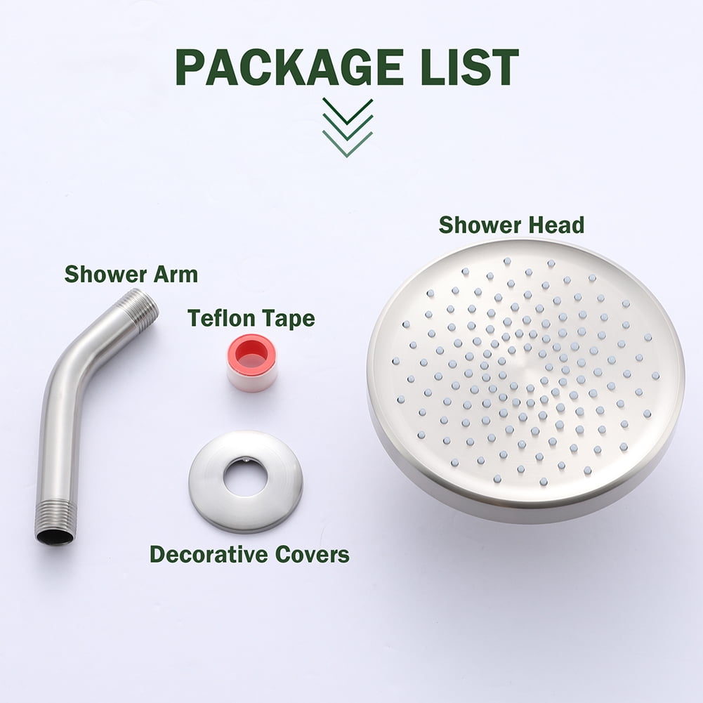 Kepooman 6-Inch Circular Large Rainfall Brushed Nickel Shower Head, 360°Adjustable Angles Single Wall-Mount Showerhead Kepooman 6-Inch Circular Large Rainfall Brushed Nickel Shower Head, 360°Adjustable Angles Single Wall-Mount Showerhead