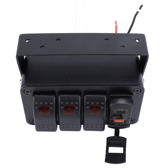 3 Gang Rocker Switch Panel Water Proof Toggle Switch with PD Type C and QC3.0 USB Voltmeter for Car Trucks Boats