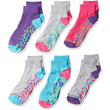 Fruit Of The Loom Girls 6 Pack Ankle Socks, M, Gray/Multi | Walmart Canada