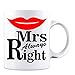 thumbnail image 3 of Mad Ink Fashions Mrs. Always Right & Mr. Right Funny Novelty Couples 11 Ounce Coffee Mugs - Sold Individually | Great for Bride, Groom, Bachelor and Bachelorette Party (Mrs. Always Right Mug), 3 of 4