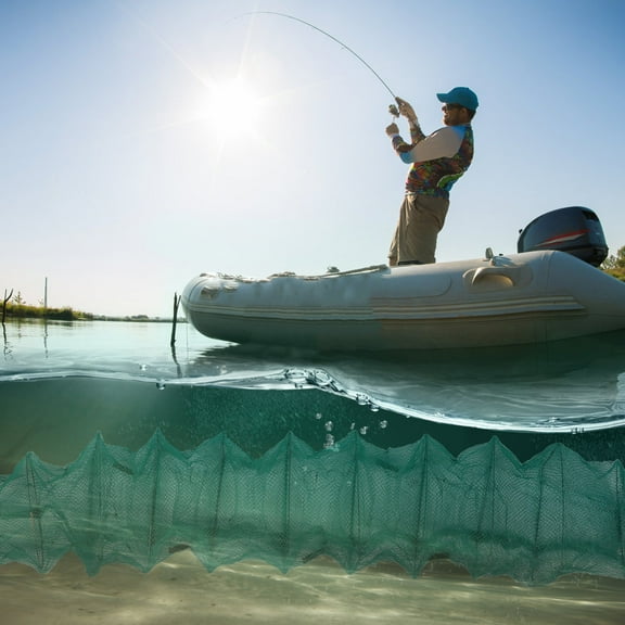 LEORX Portable Fishing Net with Foldable Design for Catching Crabs Shrimps and Bait in Green Color Nylon and Iron 2 Pieces