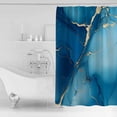 thumbnail image 4 of Blue Marble Shower Curtains for Bathroom Waterproof Fabric Bath Curtains Decor Bath Tub Curtain Abstract Yellow Ink Painting Modern Decorative Shower Curtain Sets with 12 Hooks, 72x72 Inch, 4 of 6
