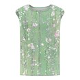 thumbnail image 5 of Womens T-shirts Sleeveless Round Neck Floral Printed Casual Tank Top Green XXXL, 5 of 5