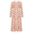 thumbnail image 4 of Womens Floral Dress Women's Spring Winter Long Sleeved Solid Color Loose Round Neck Long Fashionable Comfortable Casual Dresses for Women Orange S-2XL, 4 of 4