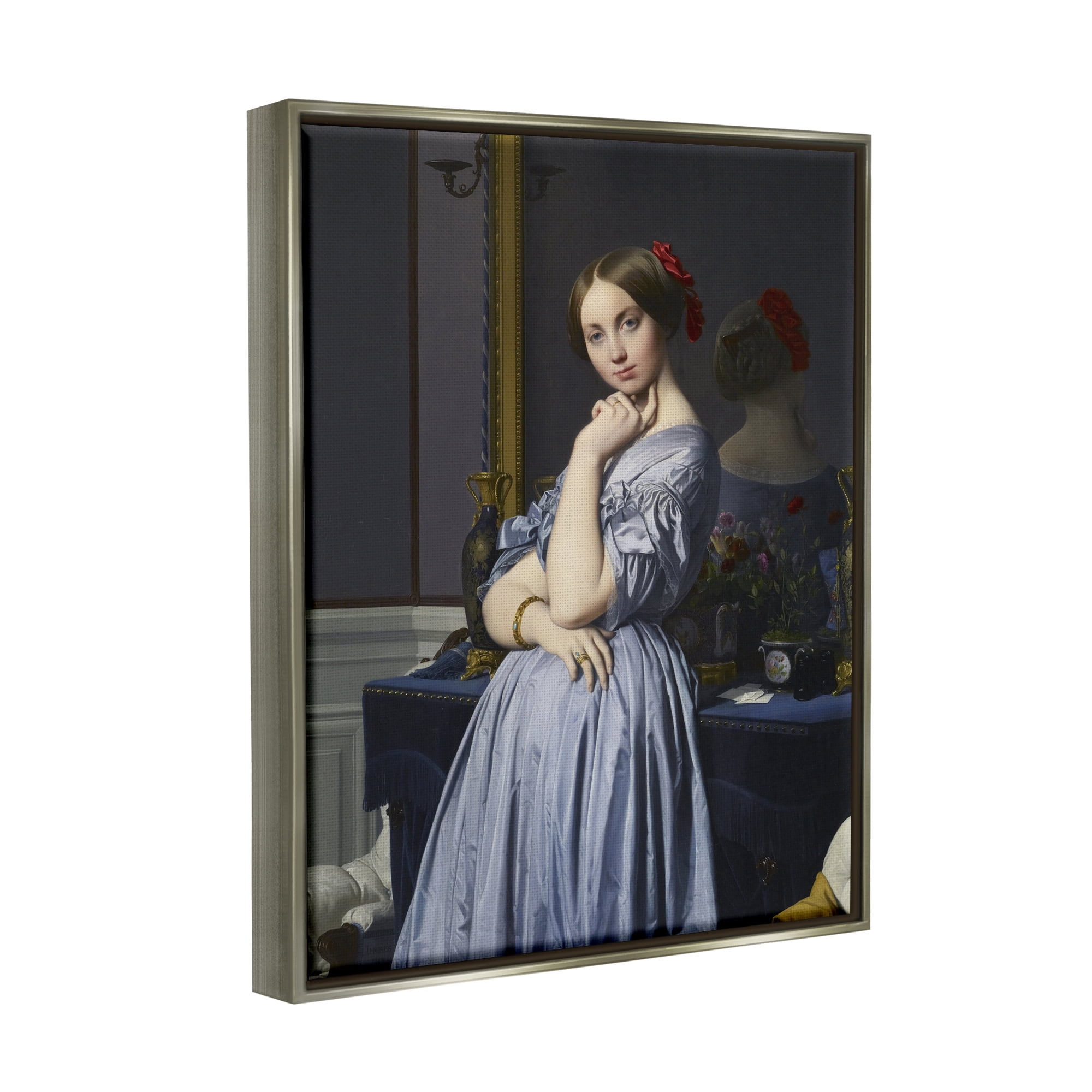 Stupell Industries Comtesse d Haussonville Jean Auguste Dominique Ingres Countess Painting Painting Luster Gray Floating Framed Canvas Print Wall Art, Design by one1000paintings