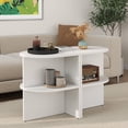 thumbnail image 3 of 2PCS Half Round Founctional Side Table, 2-tier Wooden Nightstand w/Open Storage Shelves, 3 of 9
