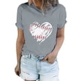 thumbnail image 1 of T-Shirt à Manches Courtes pour Femmes Liquidation T-Shirt en Chiffon pour Femmes T-Shirt de Baseball pour Femmes Amour Classique Col Rond Décontracté T-Shirt de Baseball à Manches Courtes, 1 of 7
