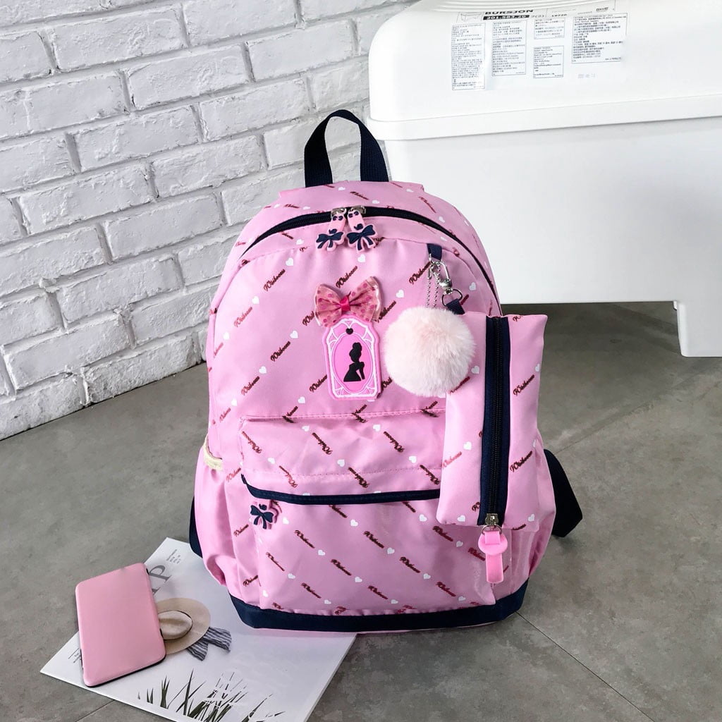 ZTTD Women ThreePiece School Bag Print Backpack Bow Canvas Travel