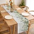 thumbnail image 3 of Table Runner 120 Inches Long for Kitchen Dining, Green Dresser Scarf Farmhouse, Dining Table Decorations for Wedding/Parties, Eucalyptus Leaves 13 x 120 In, 3 of 8