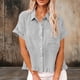 thumbnail image 1 of Craaazy Women's Oversized Short Sleeve Tunic Tops, Lightweight Casual Shirt, Collared Pocket Blouse with Ruffle Hem for Everyday Outfits Gifts, 1 of 9