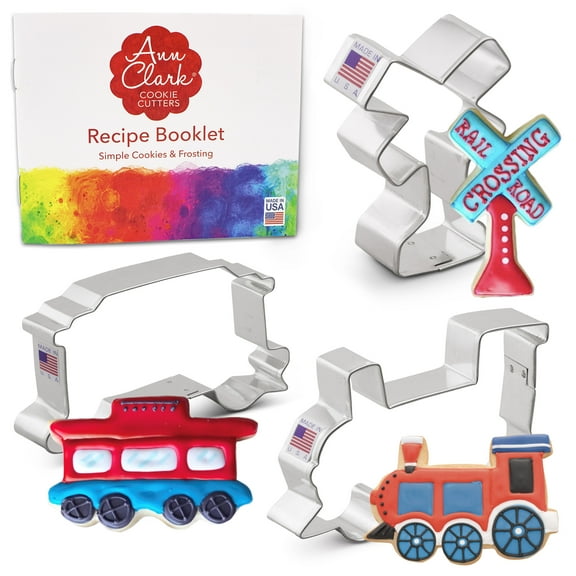 Ann Clark  Train Railroad Cookie Cutter Set, 3-Piece, Made in USA