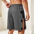 thumbnail image 7 of Tear Away Shorts for Men Snap On Athletic Cotton Shorts Elastic Waist Drawstring Casual Short Pants Solid Loose Sport Short Bottoms with pockets Gym Training Daily Vacation, 7 of 7