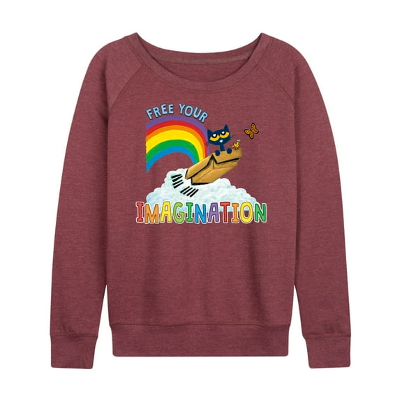 Pete The Cat - Flying Box Free Your Imagination - Women's Lightweight French Terry Long Sleeve Shirt