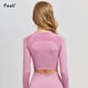 thumbnail image 3 of Peeli-Top corto de manga larga para mujer, Top deportivo para Yoga, camisetas sin costuras, Top corto de Fitness, ropa deportiva activa, camiseta atlética de entrenamiento, 3 of 5