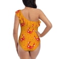 thumbnail image 5 of Honeii Red Crab for women's one-piece swimsuit featuring a chic one-shoulder design experience elegance and style in the water-Large, 5 of 6