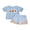 Sky Blue, variant on RUINIXCW Toddler Baby Girl Halloween Outfit Kids Little Girl Summer Fall Clothes Pumpkin Football Embroidery Short Sleeves T-Shirt and Plaid Ruffles Shorts Set