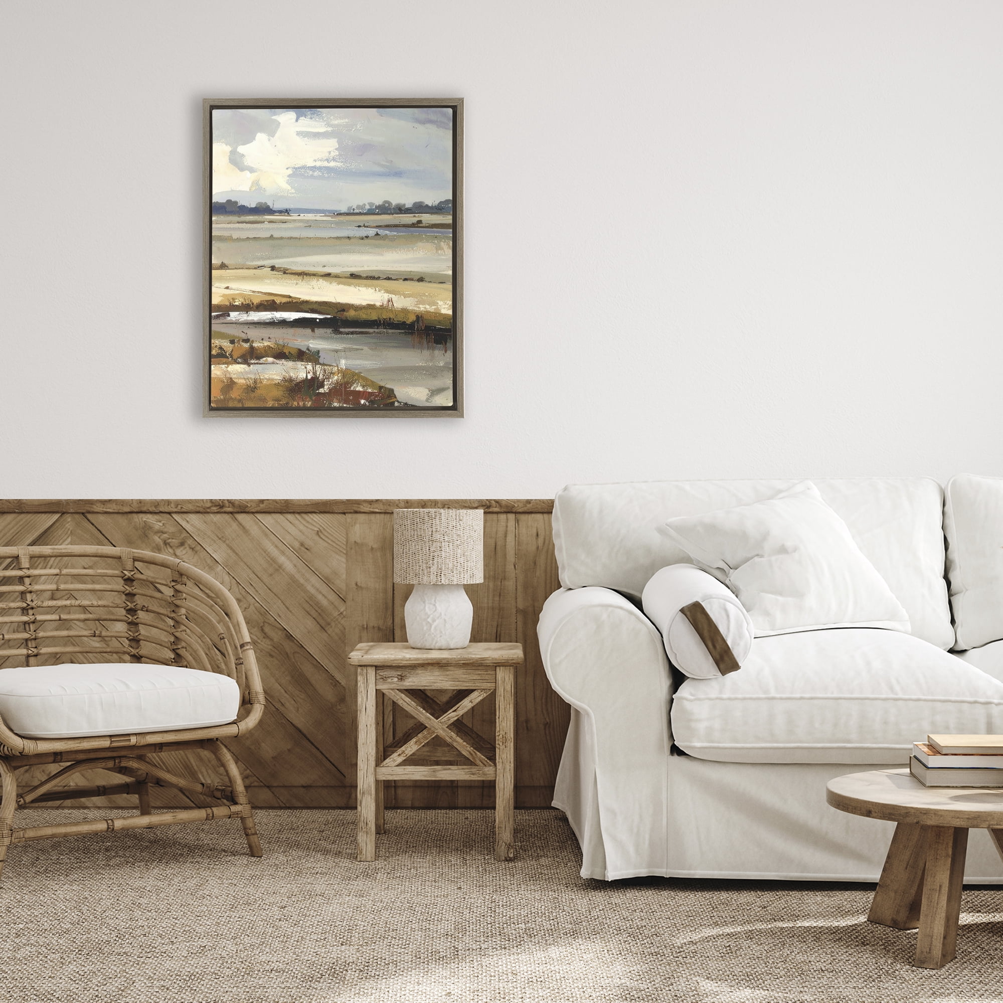Stupell Industries Earthy Distant Horizon Brown Framed Floater Canvas Wall Art, design by Alonza Saunders