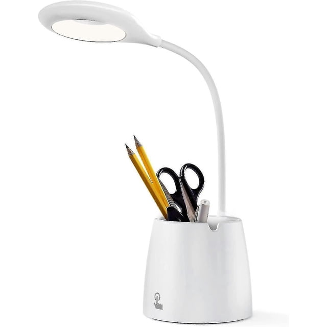 Led Office Lamp, Led Dimmable Led Table Lamp, Lamp Light Up With Continuous Gradation To Study, Rechargeable Usb, Pen & Telepone Door (white)